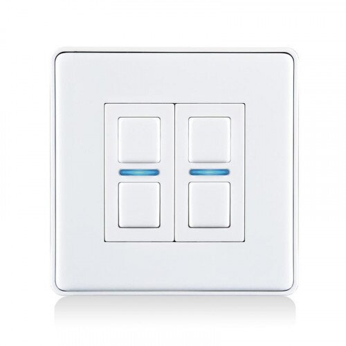 Lightwave Smart Dimmer 2 Gang Smart Switch - White Metal