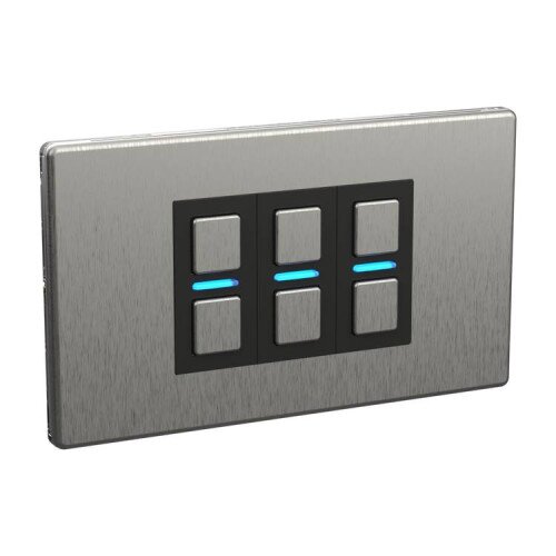 Lightwave Smart Dimmer (3 Gang) Switch - Stainless Steel