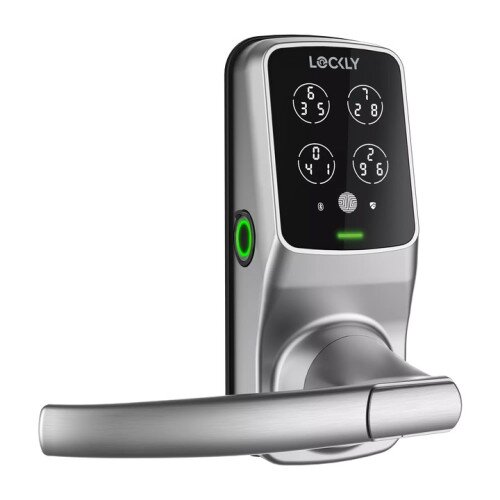 Lockly Peek-Proof Secure Plus Smart Lock - Satin Nickel - Right Hand - Latch