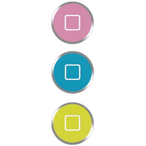 LUXA2 Color Aluminum Home Button Sticker - Blue/Pink/Yellow