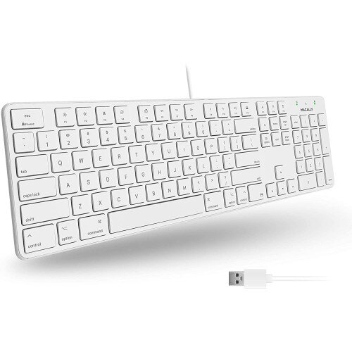 Macally 104 key Ultra Slim USB Wired Keyboard for Mac and PC