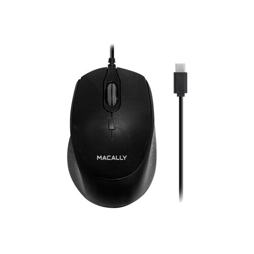 Macally Ergonomic USB-C Mouse for Mac and PC - Black