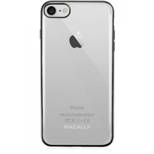 Macally Ultra Thin Soft Transparent Case with Matte Trim for iPhone 7 - Black