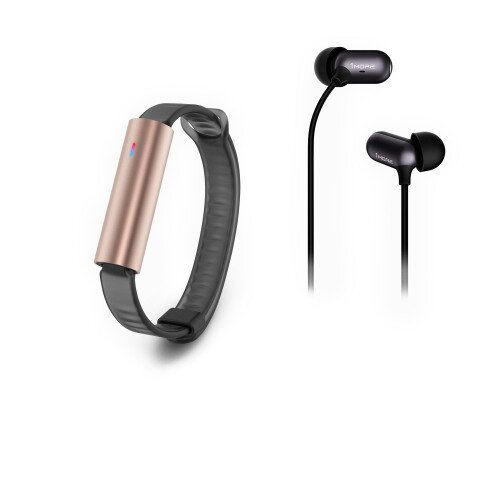 Misfit Ray Sport Band + 1More In-Ear Headphones - Rose Gold-Black Sport Band