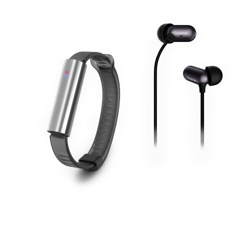 Misfit Ray Sport Band + 1More In-Ear Headphones - (Polished)-Stainless Steel-Black Sport Band