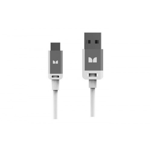 Monster Mobile High Performance USB Type-A 2.0 to Micro USB-B Cable - 3ft - White and Silver