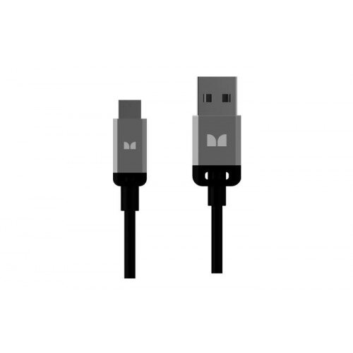 Monster Mobile High Performance USB Type-A 2.0 to Micro USB-B Cable - 3ft - Black and Silver