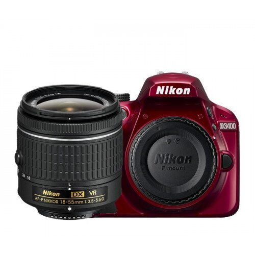Nikon D3400 Digital SLR Camera - Red - 18-55mm VR Lens Kit