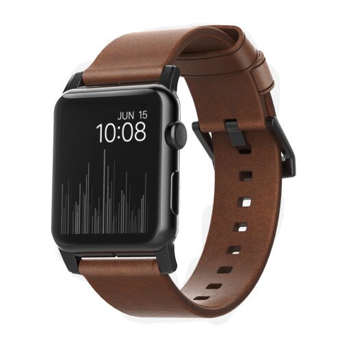 Nomad Modern Strap - Rustic Brown - Black Hardware - 42mm