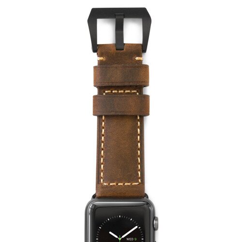 Nomad Strap for Apple Watch - Black Hardware - 38mm - Rustic Brown