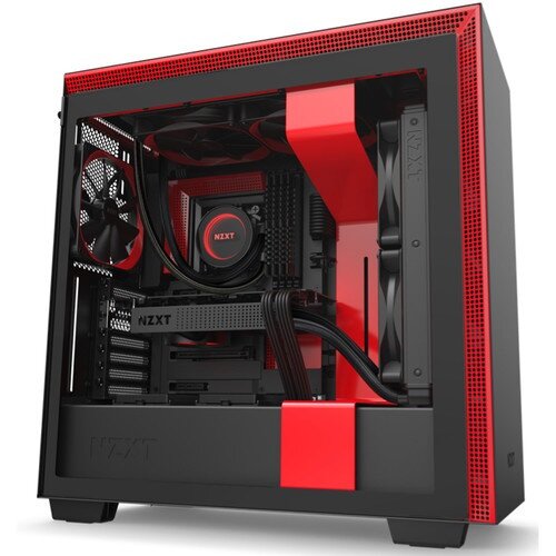 NZXT H710 Mid-Tower Case with Tempered Glass - Matte Black+Red