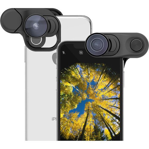 olloclip Fisheye + Super-Wide + Macro Essential Lenses for iPhone XS, XS Max, XR, X or Multi-Device Clip