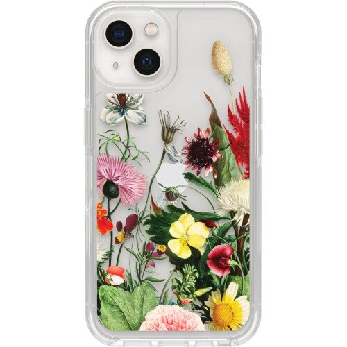 OtterBox iPhone 13 Case Symmetry Series Clear Antimicrobial - Thistles and Thorns (Clear / Flowers Graphic)