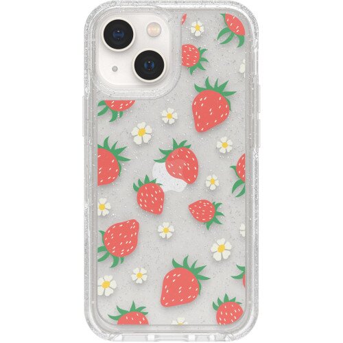 OtterBox iPhone 13 mini Case Symmetry Series Clear Antimicrobial - Strawbaby (Clear / Strawberry Graphic)