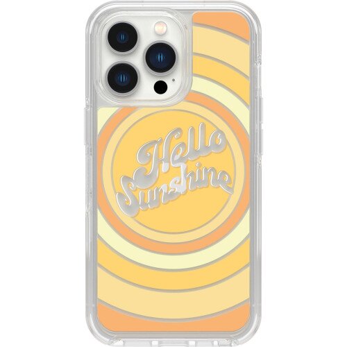 OtterBox iPhone 13 Pro Case Symmetry Series Clear Antimicrobial - Hello Sunshine (Clear / Orange Graphic)