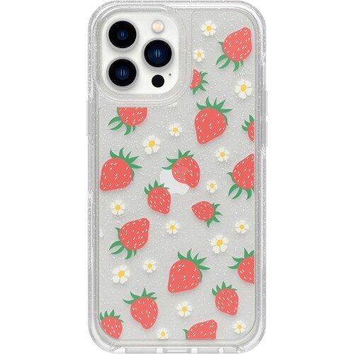 OtterBox iPhone 13 Pro Max Case Symmetry Series Clear Antimicrobial - Strawbaby (Clear / Strawberry Graphic)