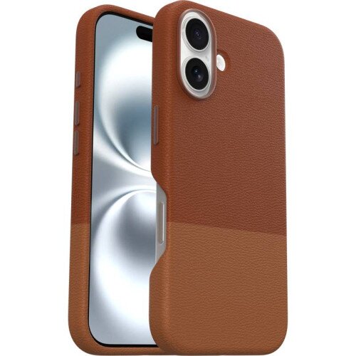 OtterBox Statement Series Cactus Leather Case with MagSafe for iPhone 16 - Sunlit Sienna (Brown)