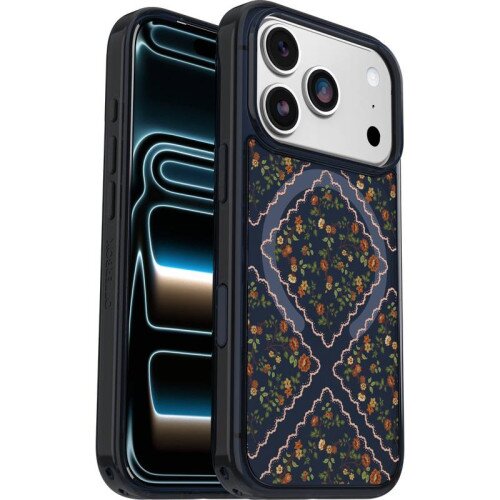 OtterBox Symmetry Series Clear Case for iPhone 17 Pro - Floral Romance (Clear / Blue)