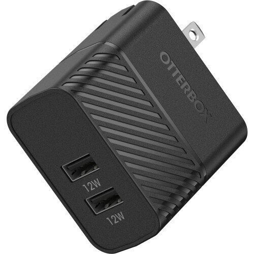 OtterBox USB-A Dual Port Wall Charger, 24W Combined - Black