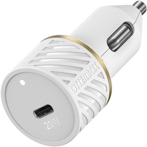 Otterbox USB-C 20W Fast Car Charger - Cloud Dust (White)