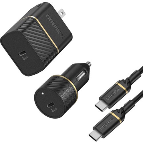 OtterBox Fast Charge USB-C to USB-C Wall and Car Charging Kit, 20W
