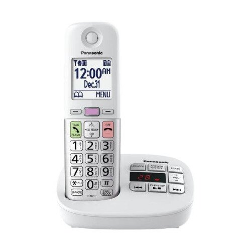 Panasonic Easy-to-Use Cordless Phone with Flashlight and Quick-Touch Dialing - KX-TGU4 Series - 1 Handset - White