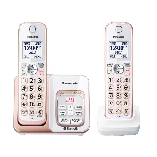 Panasonic Link2Cell Bluetooth Cordless Phone with Voice Assist and Answering Machine - 2 Handset