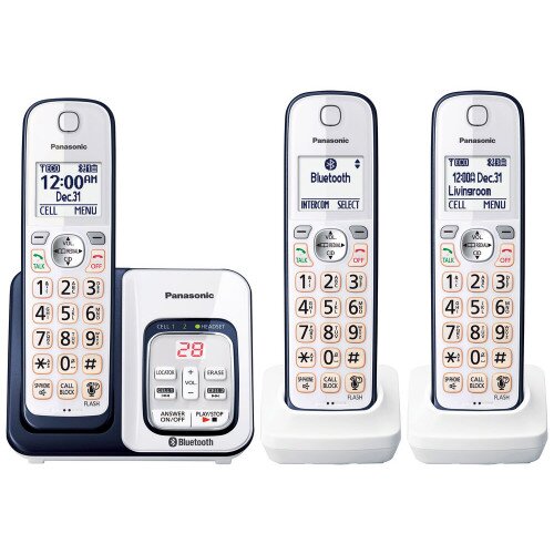Panasonic Link2Cell Bluetooth Cordless Phone with Voice Assist and Answering Machine - 3 Handset