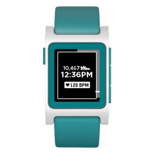Pebble 2 + Heart Rate Smartwatch - Aqua / White