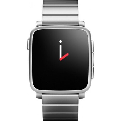 Pebble Time Steel Smartwatch - Silver with Stainless Steel Band