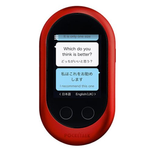 Pocketalk Classic Portable Instant Voice Translator Device - Built in Data - Red