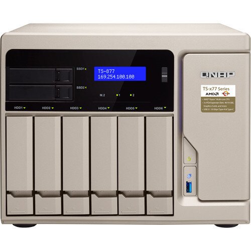 QNAP SMB - High-end TS-877 8-Bay NAS - AMD Ryzen 5 1600 - 8GB DDR4