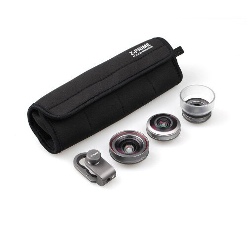 Ztylus Z-Prime Universal MK III 3 + 1 Lens Kit (Super Wide Angle, Wide Angle And Macro Lens+ Lens Adapter) - MK III KIT + Lens Pouch