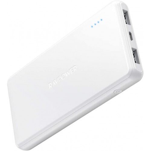 RAVPower 10000mAh Portable Charger 2-Port Power Bank - White