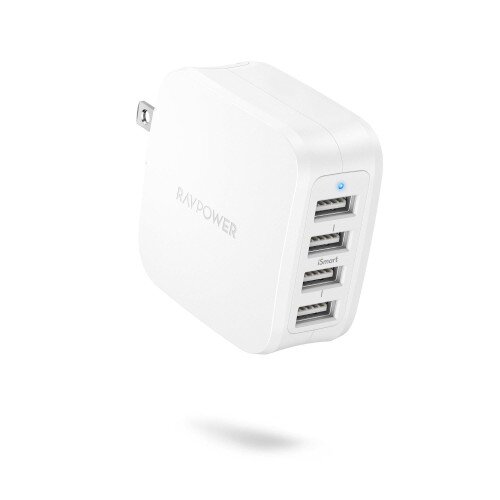 RAVPower 40W 4-Port USB Wall Charger 8A with Foldable Plug - RP-PC026 - White