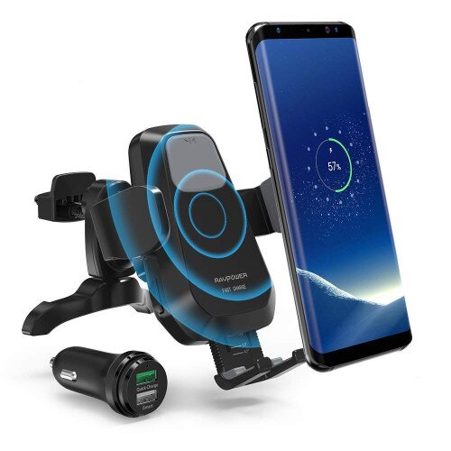 RAVPower Phone Holder Car & Wireless Car Charger with Qi 7.5W or 10W