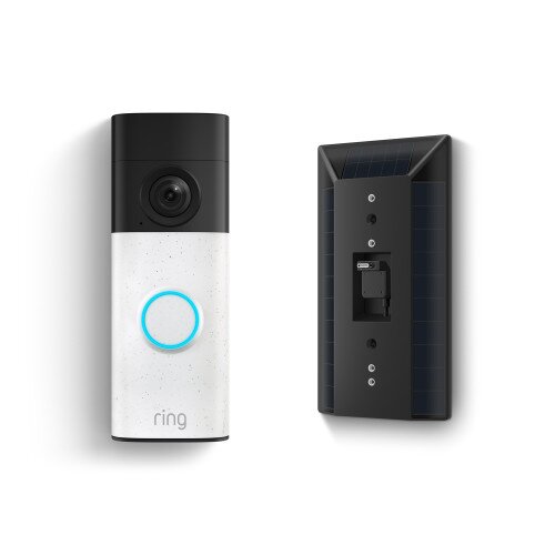 Ring Battery Doorbell 2K (2nd Gen) + Solar Charger - Speckled White