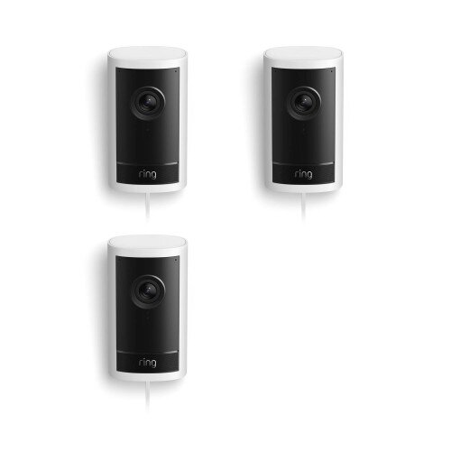 Ring Outdoor Cam Pro Plug In Retinal 4K Security Camera - 3-Pack - White