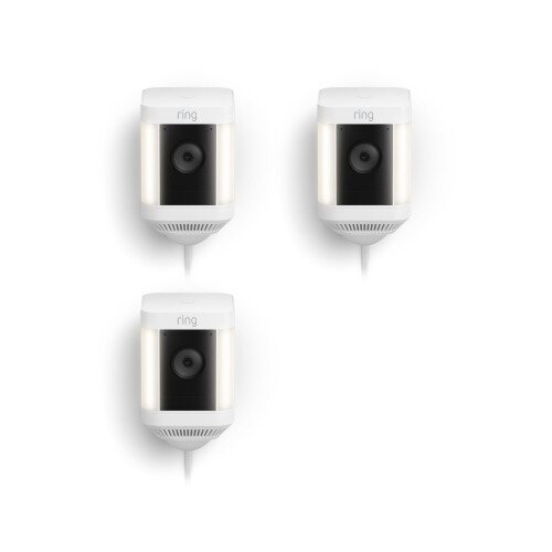 Ring Spotlight Cam Plus Plug-In Outdoor Security Camera - White - 3-Pack