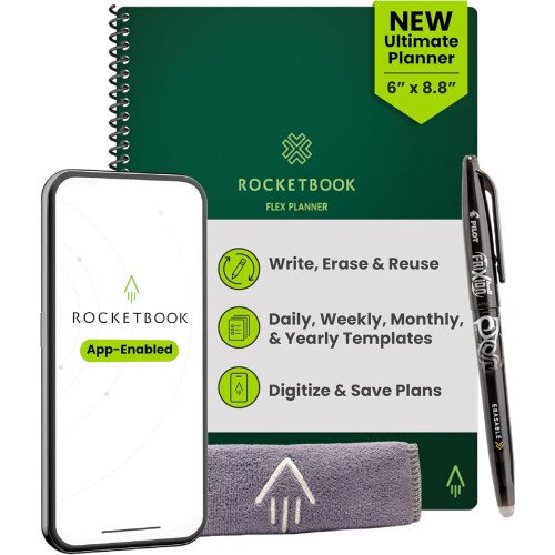 Rocketbook Flex Planner - Executive 6 in x 8.8 - Green