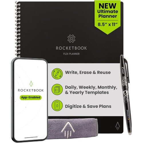 Rocketbook Flex Planner - Letter 8.5 in x 11 - Black
