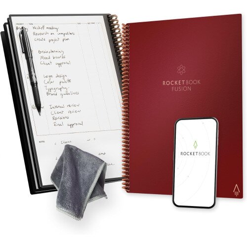 Rocketbook Fusion Smart Reusable Notebook - Scarlet Sky - Letter