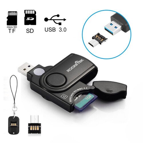 Rocketek USB3.0 Memory Card Reader Micro USB OTG Adapter