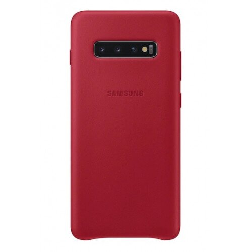 Samsung Galaxy S10+ Leather Back Cover - Red