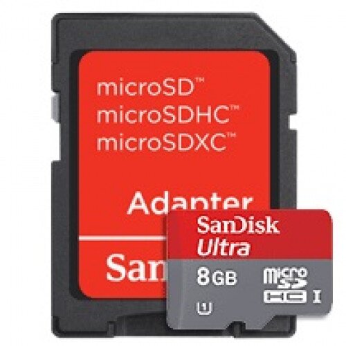 SanDisk Ultra MicroSDHC UHS-I Card (w/ Adapter) - 8GB