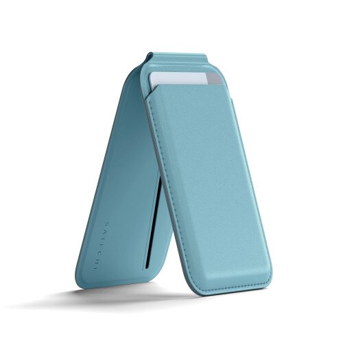 Satechi Vegan-Leather Magnetic Wallet Stand - Light Blue