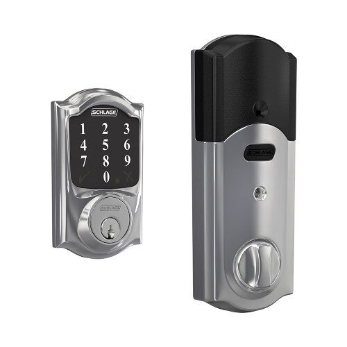 Schlage Connect Smart Deadbolt with Camelot Trim, Zigbee certified - Bright Chrome