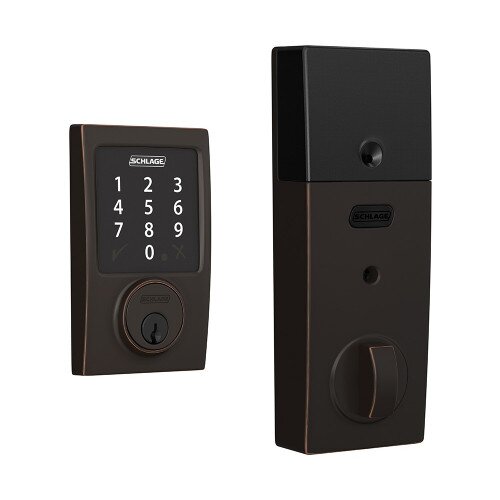 Schlage Connect Smart Deadbolt with Century Trim, Zigbee Certified - Aged Bronze