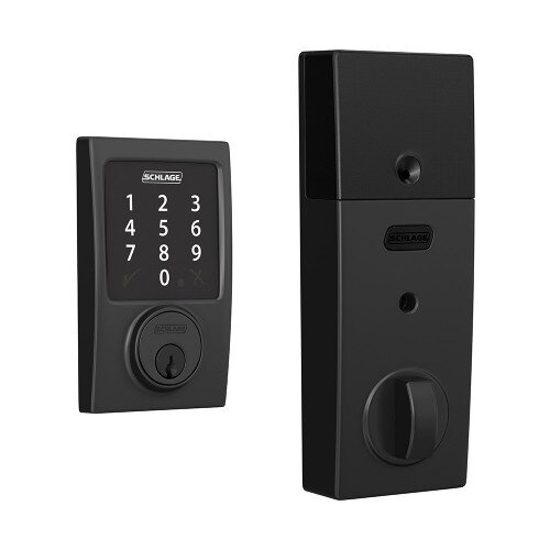 Schlage Connect Smart Deadbolt with Century Trim, Zigbee Certified - Matte Black