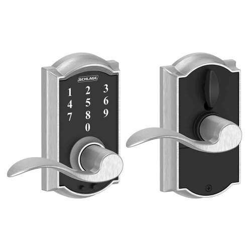 Schlage Touch Keyless Touchscreen Lever with Camelot Trim and Accent Lever - Satin Chrome